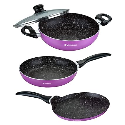 Wonderchef Athena Cookware Set, 3-Pieces, Pink