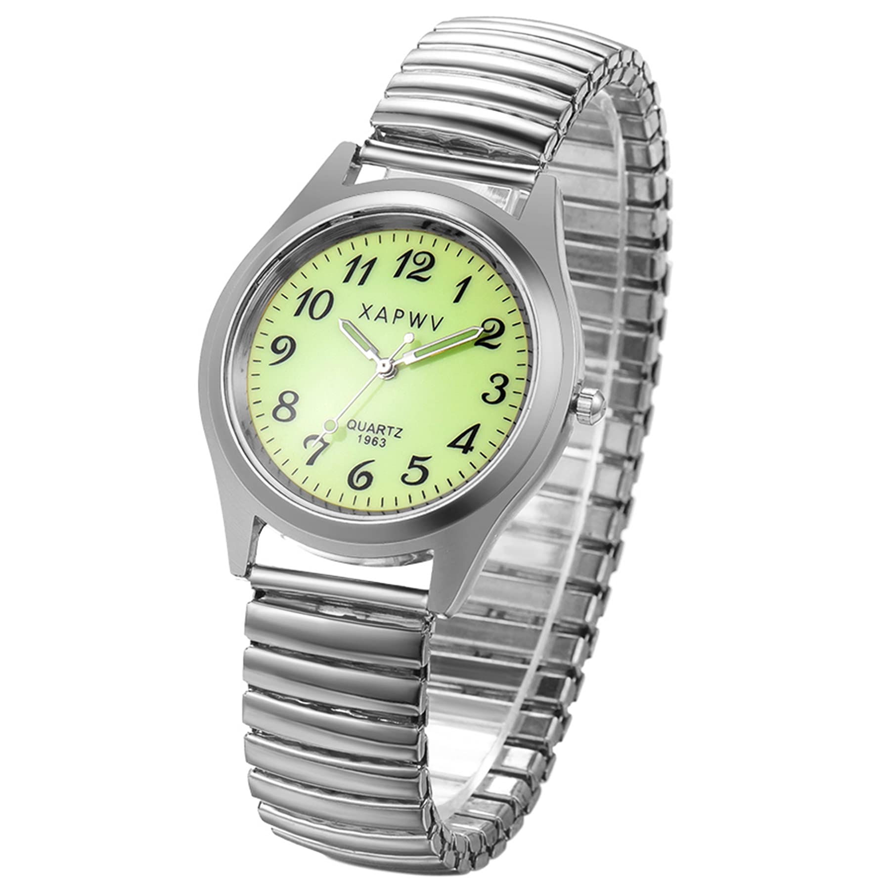 JewelryWe Mens Women's Ultra Thin Easy Reader Watch with Elastic Strap, Golden/Silver Watch, for Xmas