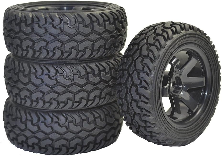 4PCS RC Rally Car Grain Rubber Tires and Wheel Rims for 1:10 RC On Road Car Tamiya HSP HPI Kyosho