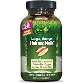 Irwin Naturals Longer, Stronger Hair &amp; Nails Beauty Formula | 120 Softgels | Promotes Vibrant Shine, Texture, Hair &amp; Nail Strength | Biotin + Horsetail Silica | Connective Tissue Support Supplement