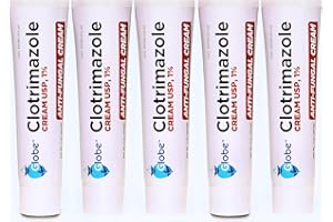 (5 Pack) Globe Clotrimazole Antifungal Cream 1% (1 oz) Relieves The itching, Burning, Cracking and Scaling associated with fungal infections, Compare to The Name Brand Active Ingredient