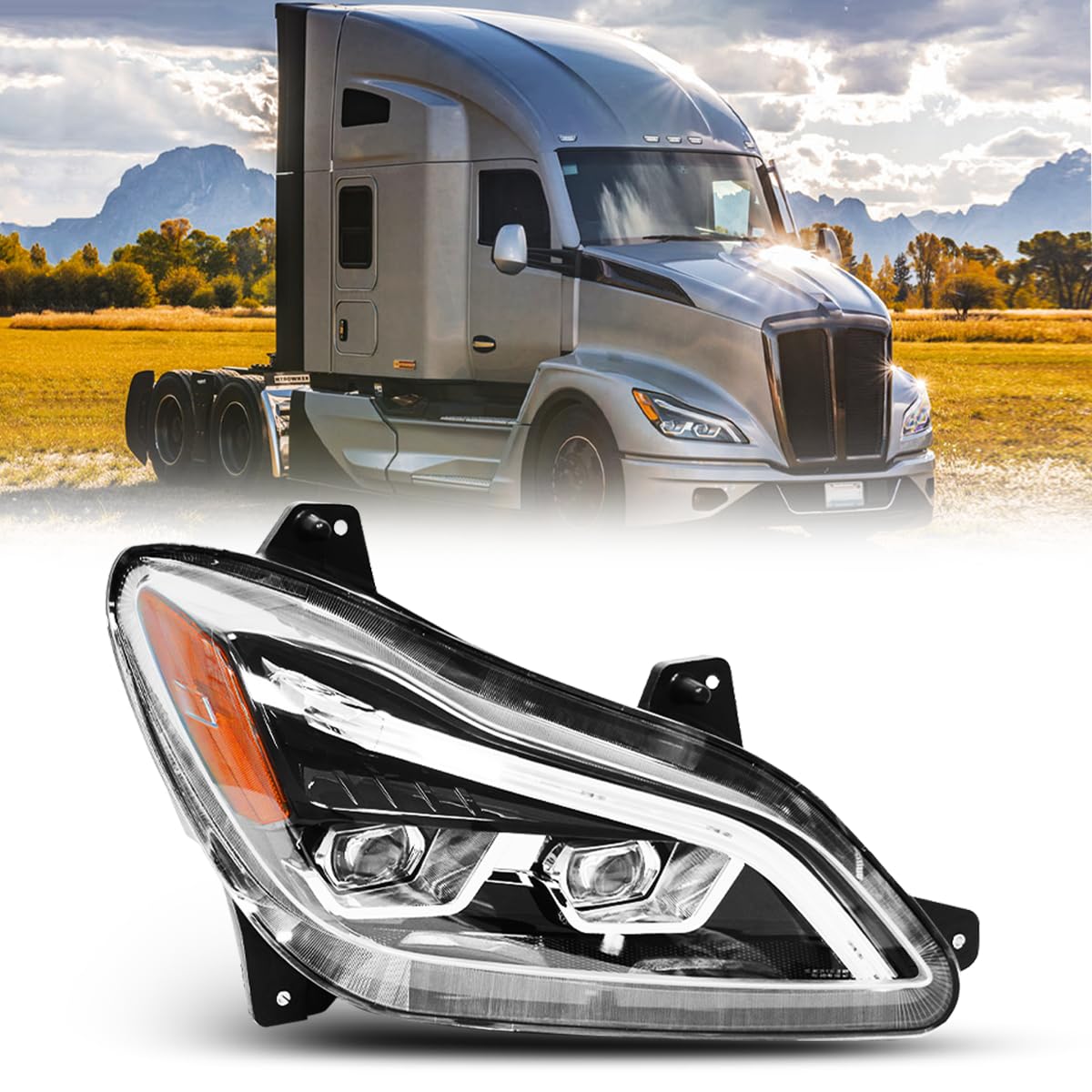 Photo 1 of ***(PARTS ONLY/ MAJOR DAMAGE/ NON FUNCTIONAL)***Sterlix T680 LED Headlights Headlamps 2022 2023 2024 Replacement Right Passenger Side [Included All Bulbs] DOT SAE Approved Projector Low Beam Reflecting High Beam Headlights Assembly