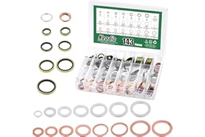 Keadic 143Pcs Oil Drain Plug Gaskets Washer Assortment Set, 11026-01M02, N0138157 Oil Crush Washers Seals Kit for Automotive