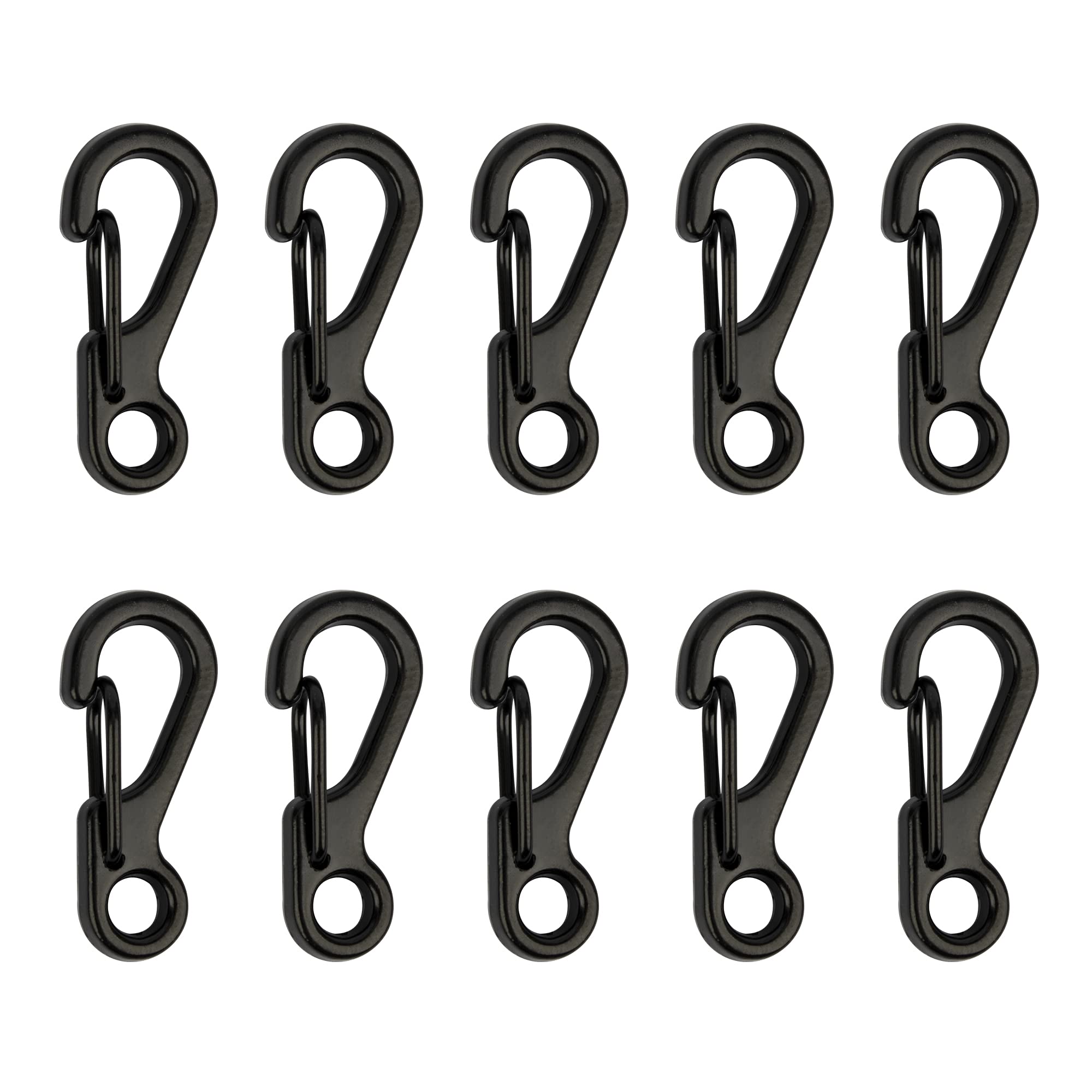 Temlum 2.5 cm Tiny Carabiner Clip, Aluminum Keyring Clips Snap Hook Small Carabiner Clips for Keys, Backpack, Fishing, Camping, Outdoor (Black, 10pcs)