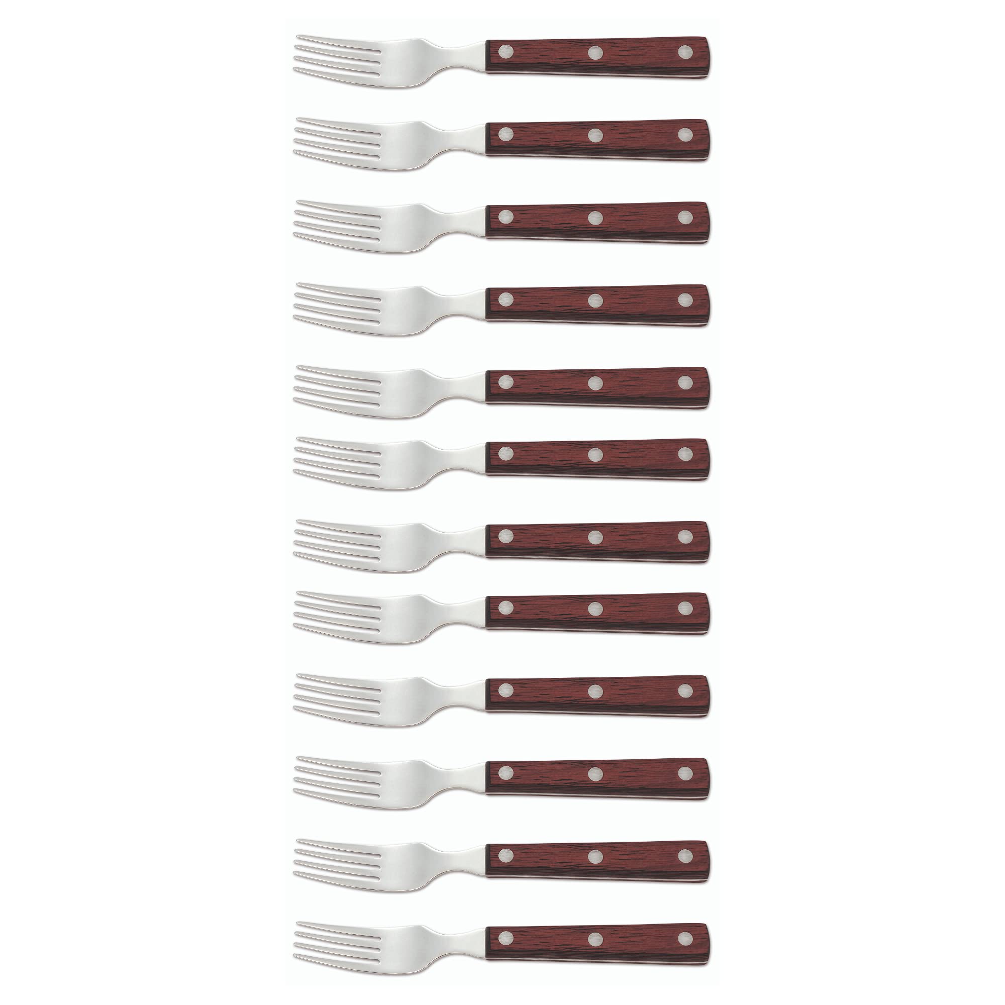 Arcos Table Knives - Box 12 Pieces Steak Fork - Stainless Steel 18/10 and 195 mm (7.68 Inch) - Handle Pack Wood Brown Colour (12 Piece)