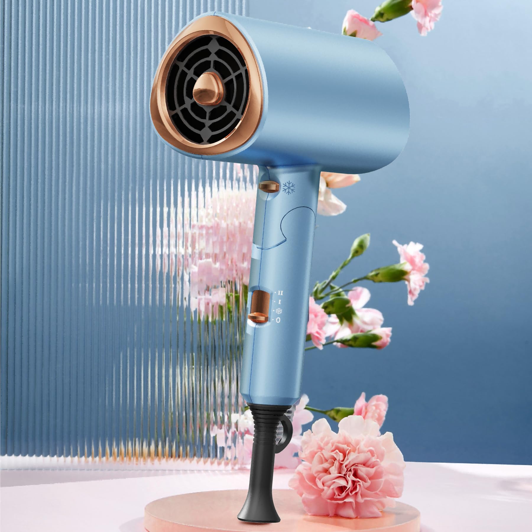 Zolara ドライヤー 大風量【2025年春夏限定 美容師監修】速乾 ヘアドライヤー 2000万 マイナスイオン 静電気抑制 57℃恒温 3段階調整 過熱防止 コンパクト 折り畳み 収納ホルダー付属 速乾ノズル ヘアサロン 旅行 ブルー商品画像