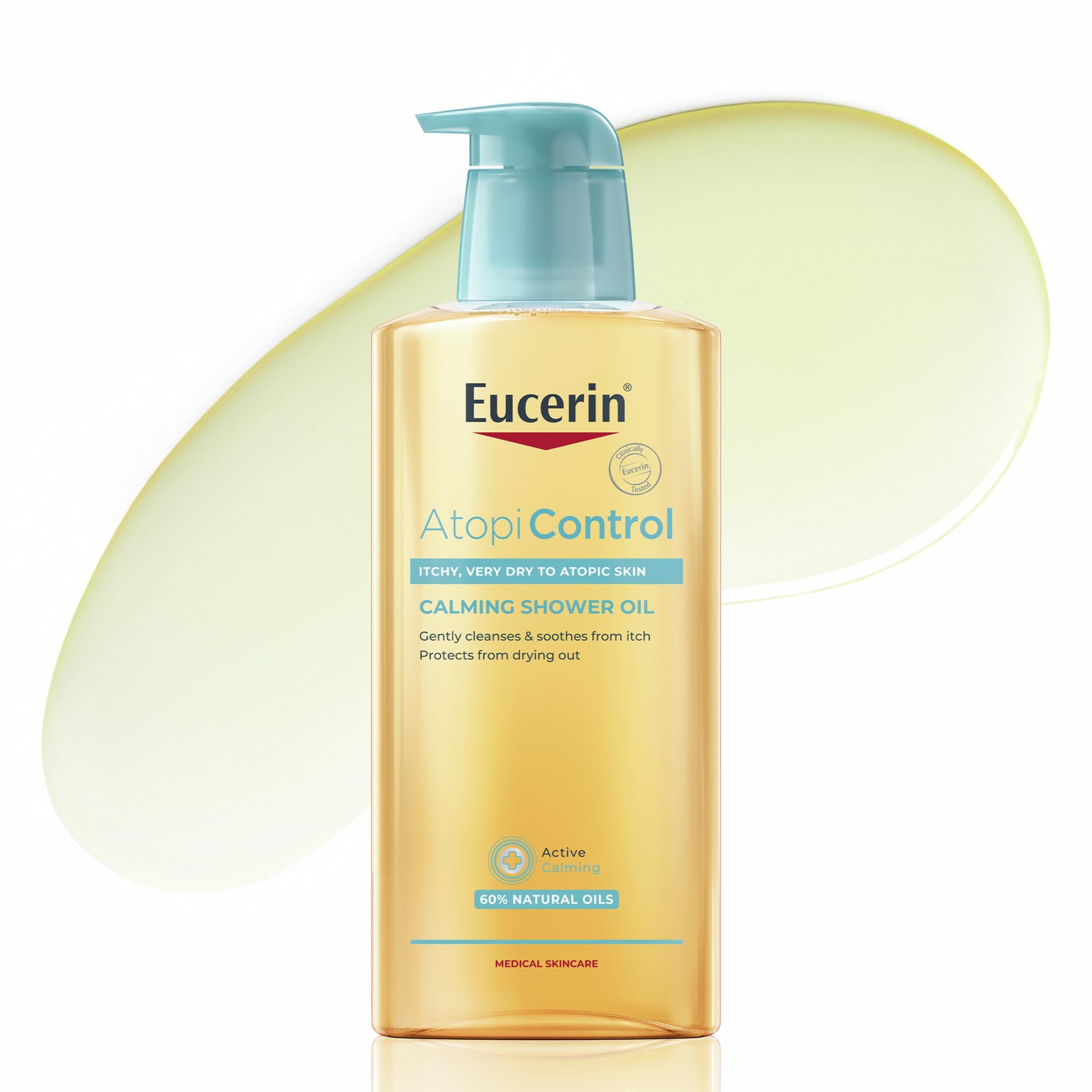 Eucerin AtoControl Bath & Shower Oil 400ml, Soap-Free, Fragrance-Free Body Cleansing Oil, Enriched with Omega-3 and Omega-6, Soothes and Protects Atopic Skin