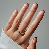 Glamnetic Press On Nails - Extra Short, Glossy Fake Nails 30 Pc Full Kit | Effortlessly chic press on nails in 15 sizes. Gold-outline glue-on set. chip-resistant, up to 2 weeks wear