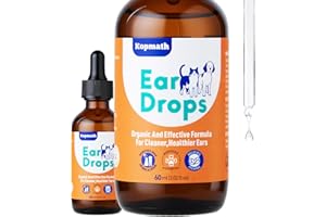 Kopmath Dog Ear Drops, Natural Pet Ear Cleaning Solution for Dirty, Itchy, Smelly, Red and Swollen Ears, Cat Ear Cleaner, 60m