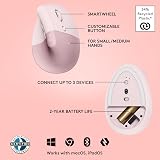 Logitech Lift Vertical Ergonomic Mouse Wireless Pink Bluetooth USB Receiver view 7
