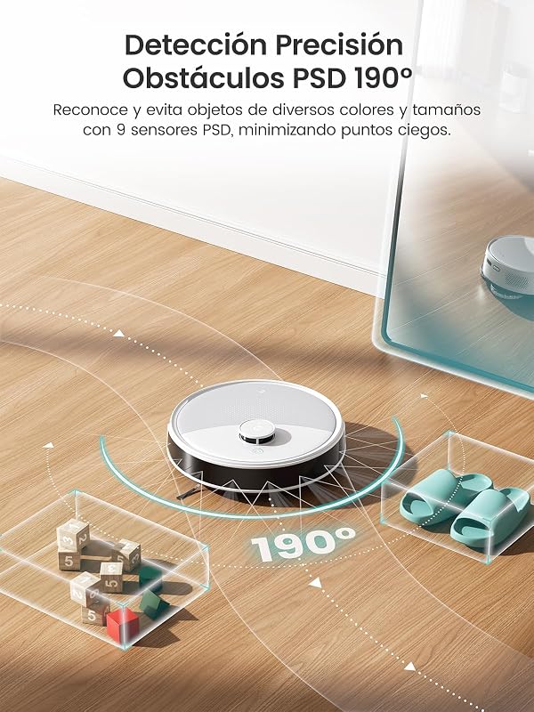 M3L Robot Aspirador e Esfregão, 220min, 10 000Pa de sucção, navegação dtoF, esfregona com dupla volta, lavagem e secagem automáticas, esvaziamento automático para 3,2 L, escovas anti-emaranhado