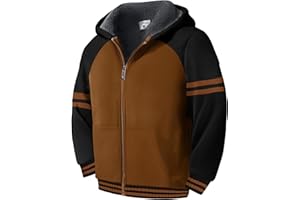 LLdress Boys Hoodie Kids Fleece Sherpa Lined Jacket Youth Zip Up Heavyweight Hooded Sweatshirt Teen Winter Warm Coat