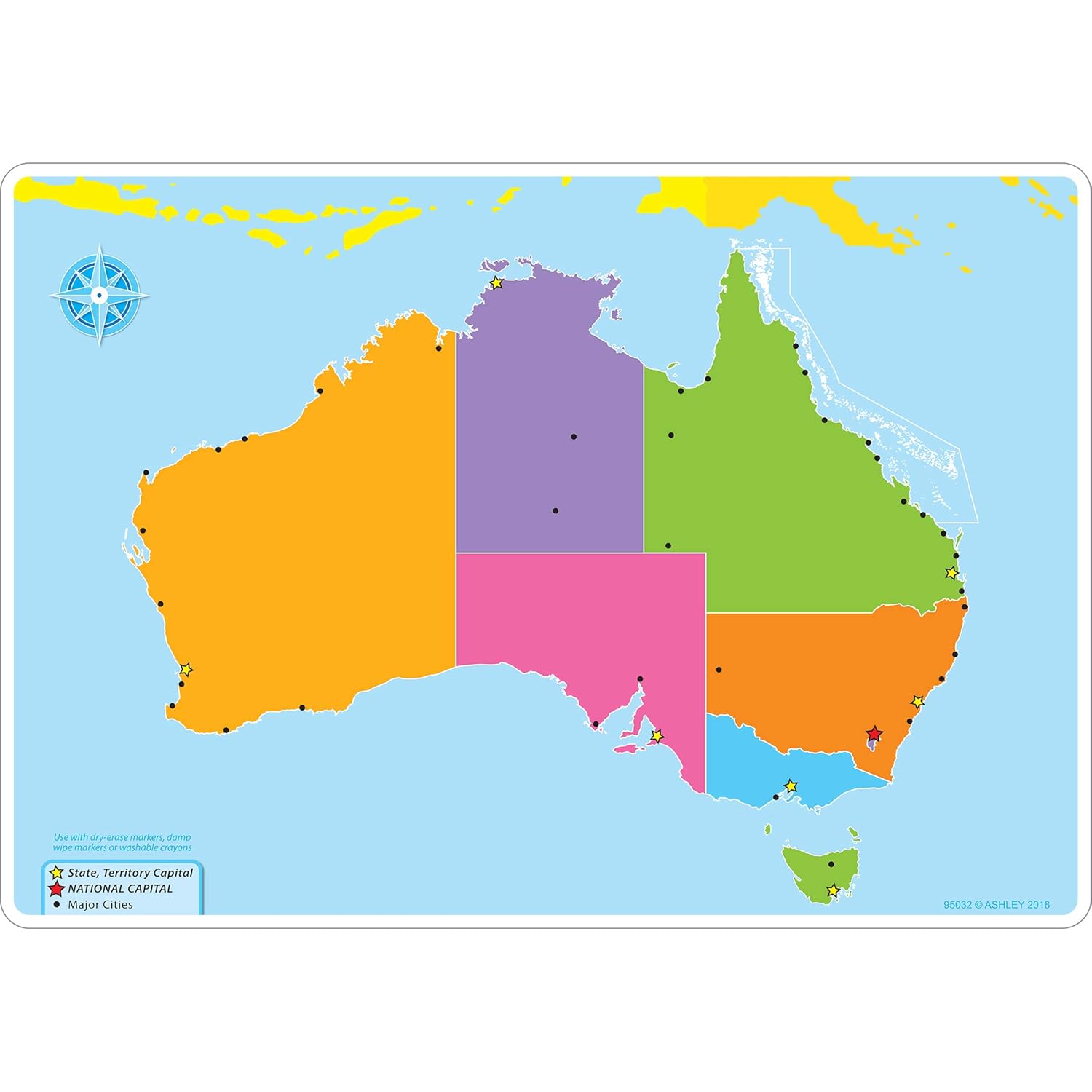 Amazon Com Ashley Productions Ash95032 Smart Poly Learning Mat Australian Map Basic Polypropylene Pp Paper 12 X 17 Industrial Scientific