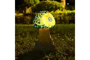 Juliahestia Mushroom Solar Lights Outdoor: Fairy Garden Decor Statue Mosaic Art Yard Figurines Led Lawn Ornaments Outside Decorations Birthday Gifts for Mother Mom Grandma Women