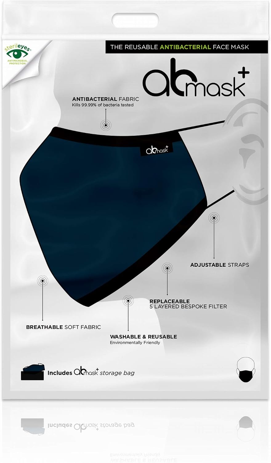 AB Face Masks Washable UK , Reusable for Glasses Wearers Adjustable Face Mask with Filter, 7 Layers of Protection - Image 3