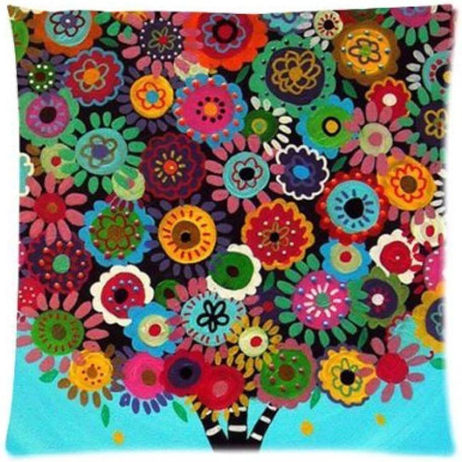 LarryEShop Beautiful Patterns And Strips Mexican Style Decorative Printed Cotton Linen Throw Pillow 18 X18 inch cushion.