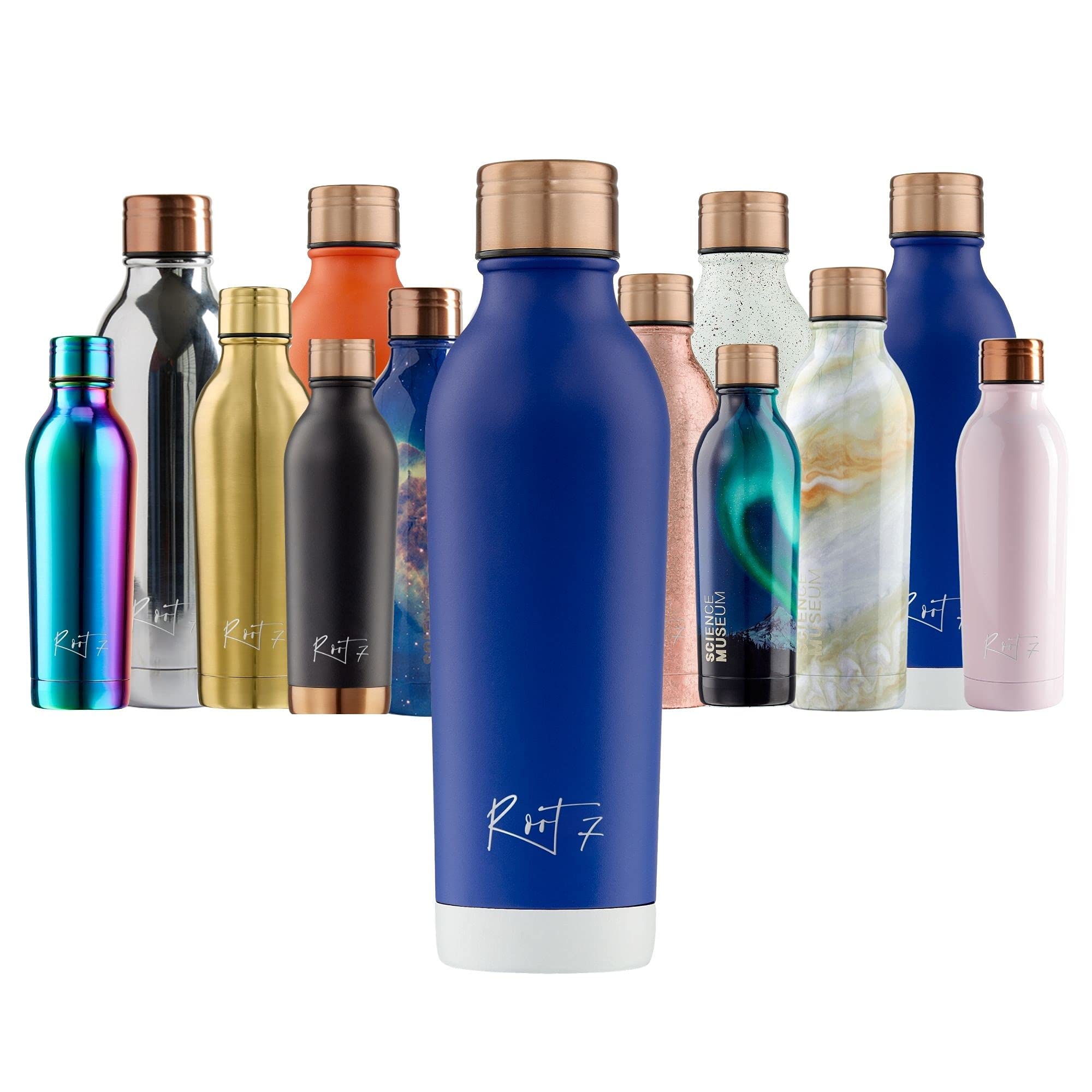 Root7 Bottle | Stainless Steel Water Bottle | Blueberry Split 500 ml | Double Walled & Copper Insulated | Reusable Thermal Flask | BPA Free, Leak - Proof Bottle | Cold for 30 Hours & Hot for 20 Hours