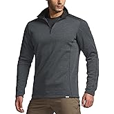 CQR Men's Thermal Fleece Quarter Zip Sweater, Outdoor Lightweight Long Sleeve Pullover, Casual Mock Neck Polo Sweaters