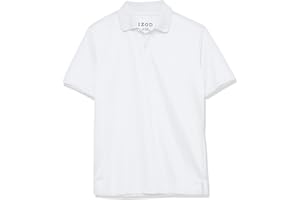 IZOD Boys' School Uniform Short Sleeve Polo Shirt, Button Closure, Moisture Wicking Performance Material