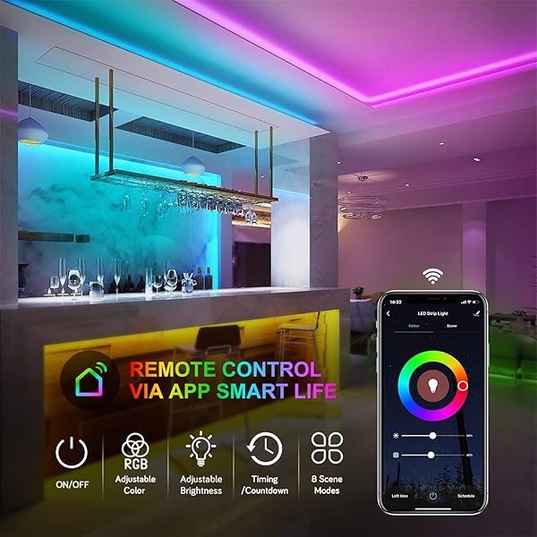 Smart Led Strip Streifen 5M kompatibel mit Alexa Google Home Maxcio Wlan RGB LED Streifen Band Beleuchtung mit Fernbedienung WiFi Musik Leiste Lichterkette fr TV PC Bett Smart Home Zubehr