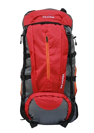INLANDER 9001 Red 70+5L Rucksack Daypack Backpack Bag for Travel Hiking Trekking & Camping for Men & Women