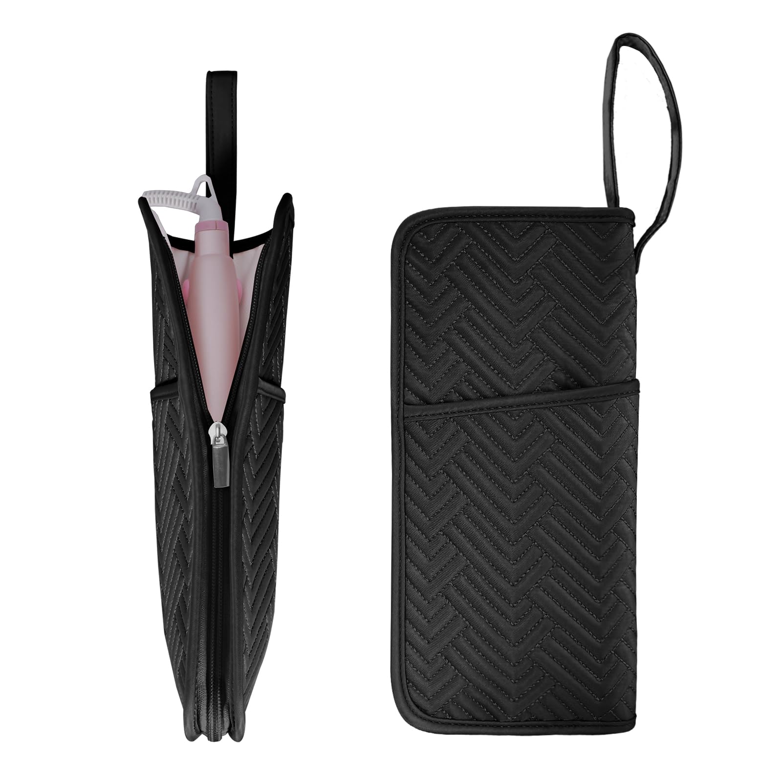 Photo 1 of SITHON Hot Iron Holder & Mat, Heat Resistant Hair Tools Travel Bag Portable Hot Tools Organizer Cover Pouch for Curling Irons, Flat Irons, Hair Straightener and Styling Tools (Bag Only) (Black)