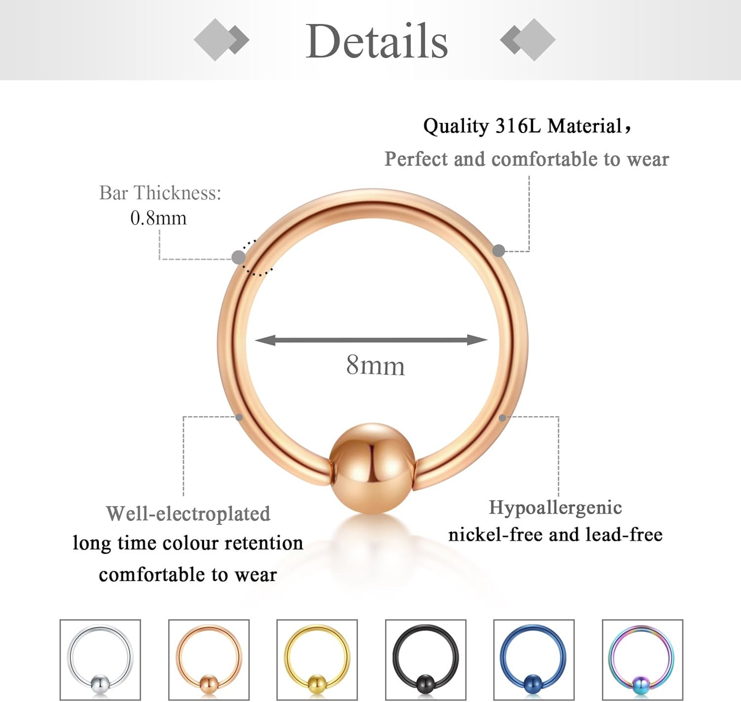 Zolure Nose Hoop Rings - Image 4