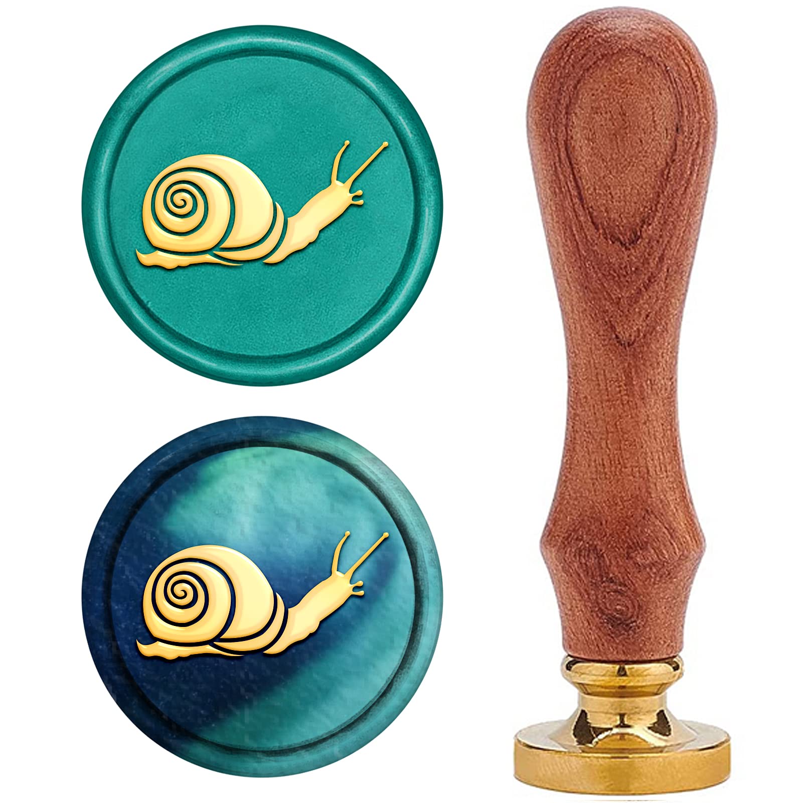 CRASPIRE Wax Seal Stamp, Sealing Wax Stamps Snail Pattern Retro Wood Stamp Wax Seal 25mm Removable Brass Seal Wood Handle for Envelopes Invitations Wedding Embellishment Bottle Decoration Gift Packing