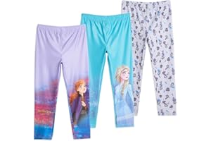 Disney Frozen Princess Anna Elsa Girls 3 Pack Leggings