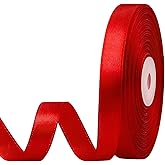 CLUEWR 1/2 Inch 50 Yards Red Satin Ribbon, Ribbon Roll for Flower Bouquets, Gift Wrapping, Wedding, Handmade Crafts