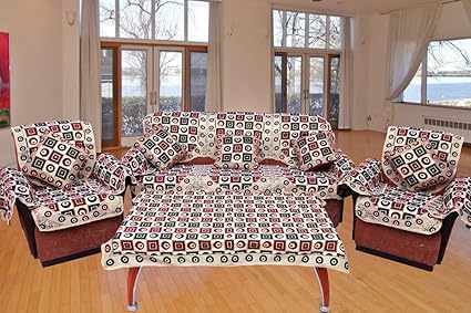 Latesthomestore Sofa Cover Set Of 16 Pcs Combo With Arm Cover, Cushion Cover, Table Cover
