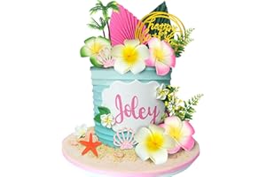 ZXSWEET Summer Flower Cake Toppers Starfish Cake Decorations Coconut Tree Hibiscus Flower Cake Toppers for Tropical Hawaiian Beach Luau Themed Party Supplies