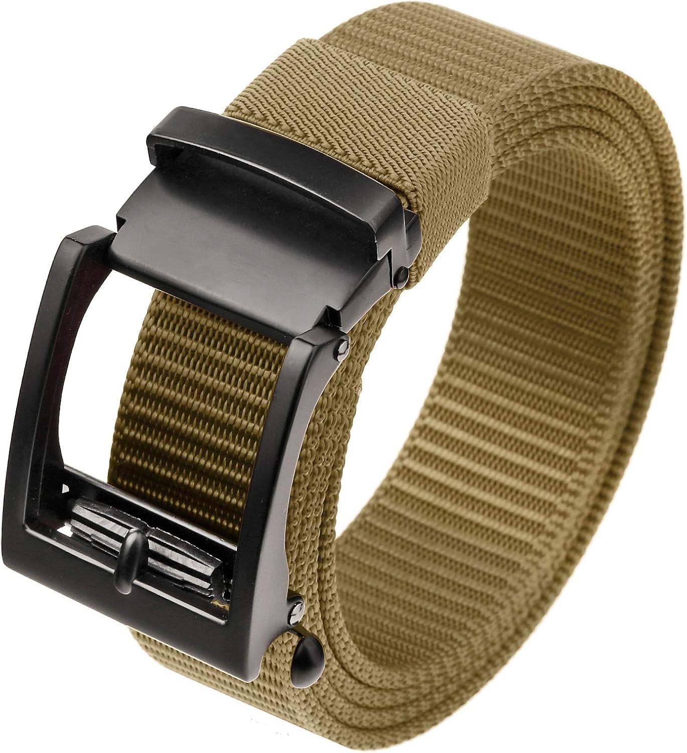 Sportmusie Adjustable Nylon Web Belts for Men Ratchet Belt with Automatic Slide Buckle at  Men’s Clothing store