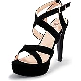 IDIFU Women's Dress Platform High Heels Strappy Heeled Sandals Open Toe Ankle Strap Shoes for Women Wedding Bridal Homecoming