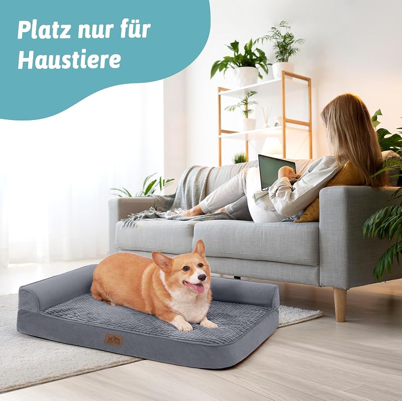 Orthopädisches Hundebett Waschbar für Sehr Große Hunde, XL Grau