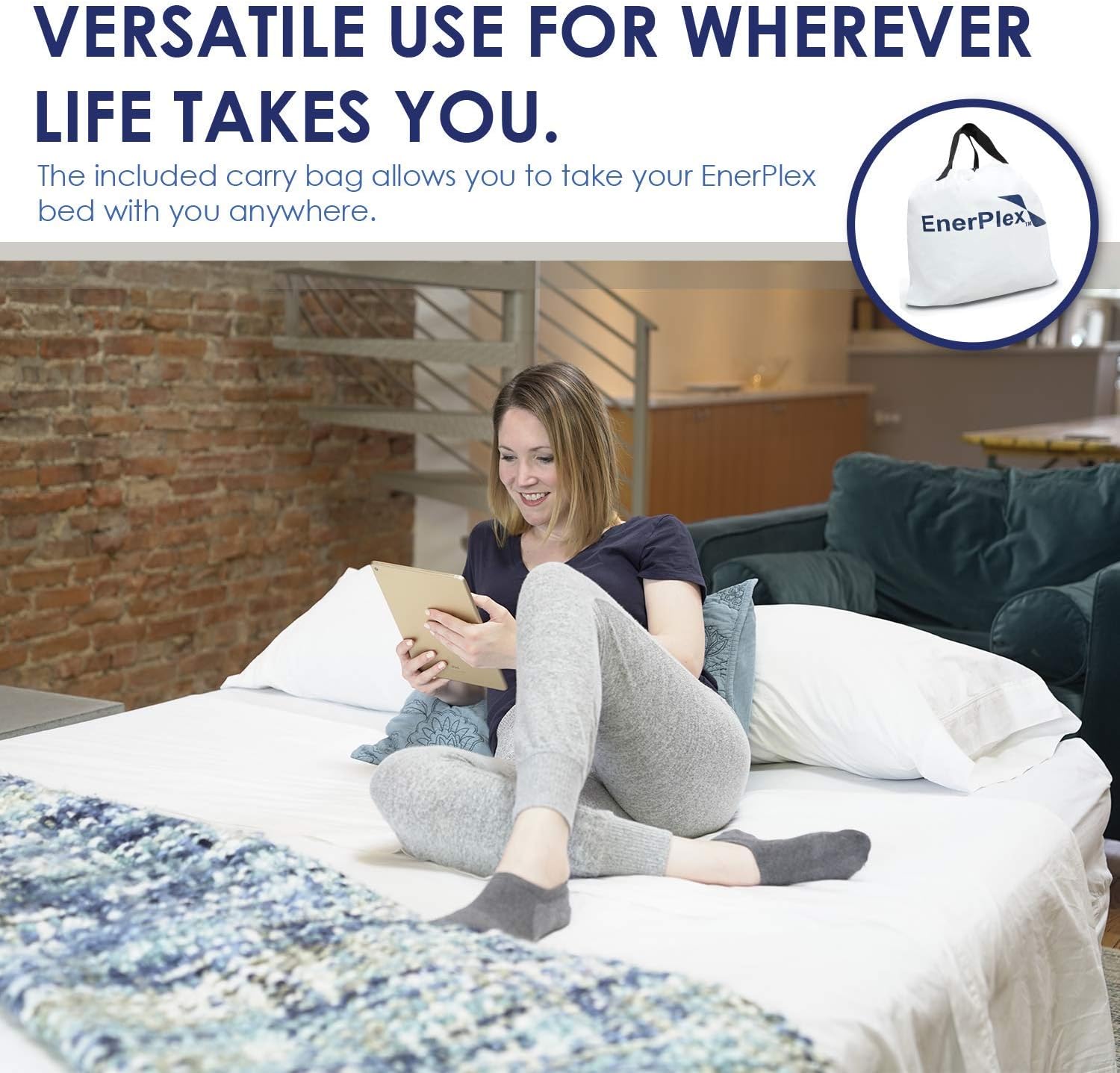 EnerPlex Never-Leak Queen Air Mattress with Built in Pump Raised Luxury Airbed Double High Queen Inflatable Bed Blow Up Bed 2-Year Warranty Manufacturer: Kitchen & Dining