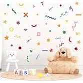 JIABEIUS Colorful Sprinkle Confetti Wall Stickers, Peel and Stick DIY Decal | Simple Line Graphics Wall Decals for Girls Bedroom, Nursery, Living Room, Playing Room