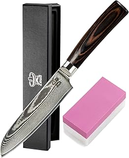 Zeuß L Küchenmesser Damastmesser (24 cm) - Profimesser - 67 Schichten - Damaststahl - Allzweckmesser - Santoku - Kochmesser - Chefmesser