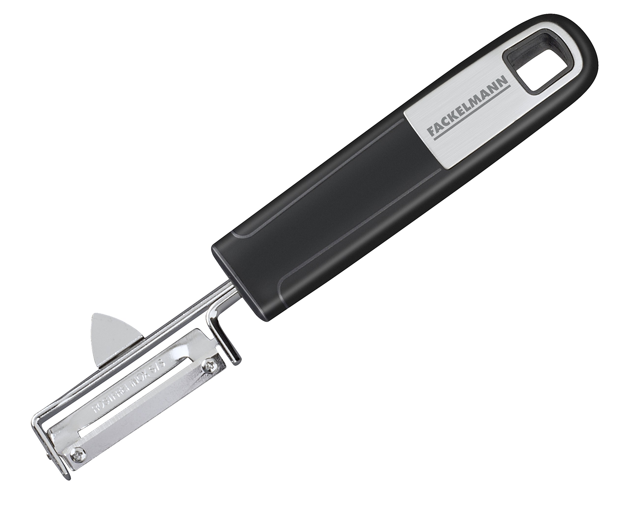 FACKELMANN Sense Pendulum Peeler 18 cm Vegetable Peeler with Stainless Steel Functional Part with Non-Slip and Ergonomic Soft Touch Handle (Colour: Silver/Black), Quantity: 1 Piece