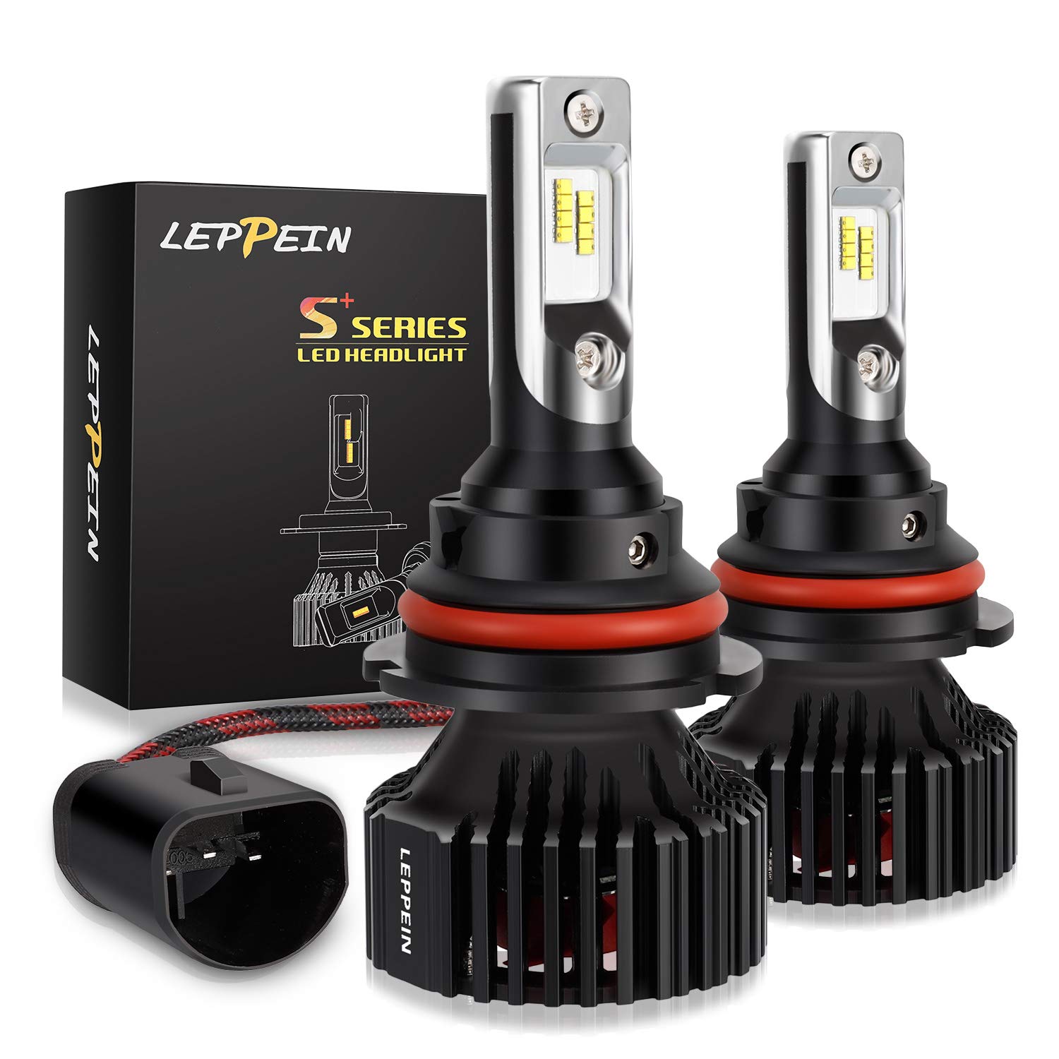 9004/HB1 LED Headlight Bulbs leppein S+ Series Dual High/Low Beam 32xZES 2nd Chips 6500K 8000LM Cool White Halogen Replacement Conversion Kit-1 Pair