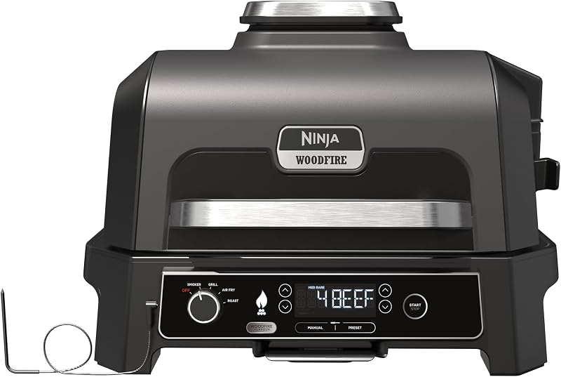 Ninja Woodfire Pro XL Electric BBQ Grill & Smoker 4 in 1 Grey/Black