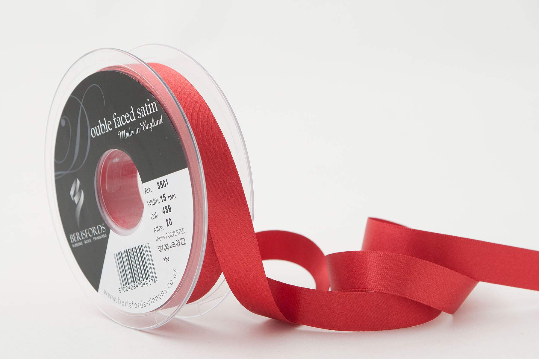 Berisfords Double FACE Poly Satin Ribbon, Russet, 15 mm