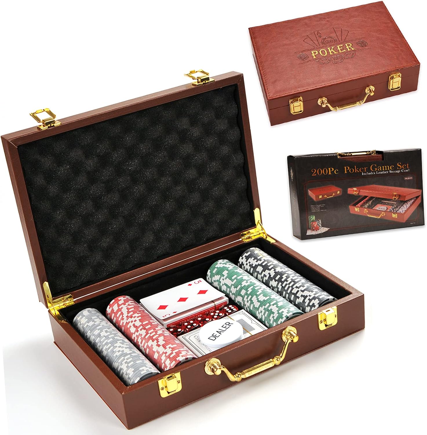 ZOOCEN Juego de fichas de póker de 200 piezas con funda de ...