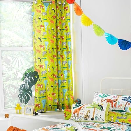 Riva Paoletti Kids Jungletastic Ringtop Eyelet Curtains Pair
