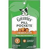 Greenies Pill Pockets for Dogs Small Size, Tablet Pill Treats for Dogs, Chicken Flavor, 3.2 oz. Pouch