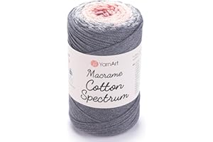 YarnArt Macrame Cotton Spectrum – 80% Cotton Multicolor Cord – 8.8 oz (250g), 246 yds (225m) – Colorful Rope for Knots, Weaving, DIY Crafts – Worsted Weight Aran (4) (1306)