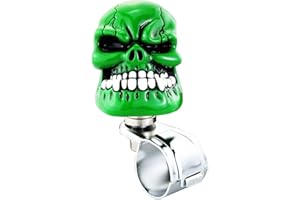 Lunsom Steering Wheel Knob, Skull Shape Driving Power Handle Control Suicide Knob Spinner Car Turning Aid Helper Fit Most Vehicle (Green)