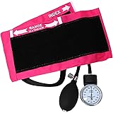 Dixie Ems Deluxe Aneroid Sphygmomanometer Blood Pressure Set W/ Adult Cuff, Carrying Case and Calibration Tool - Pink
