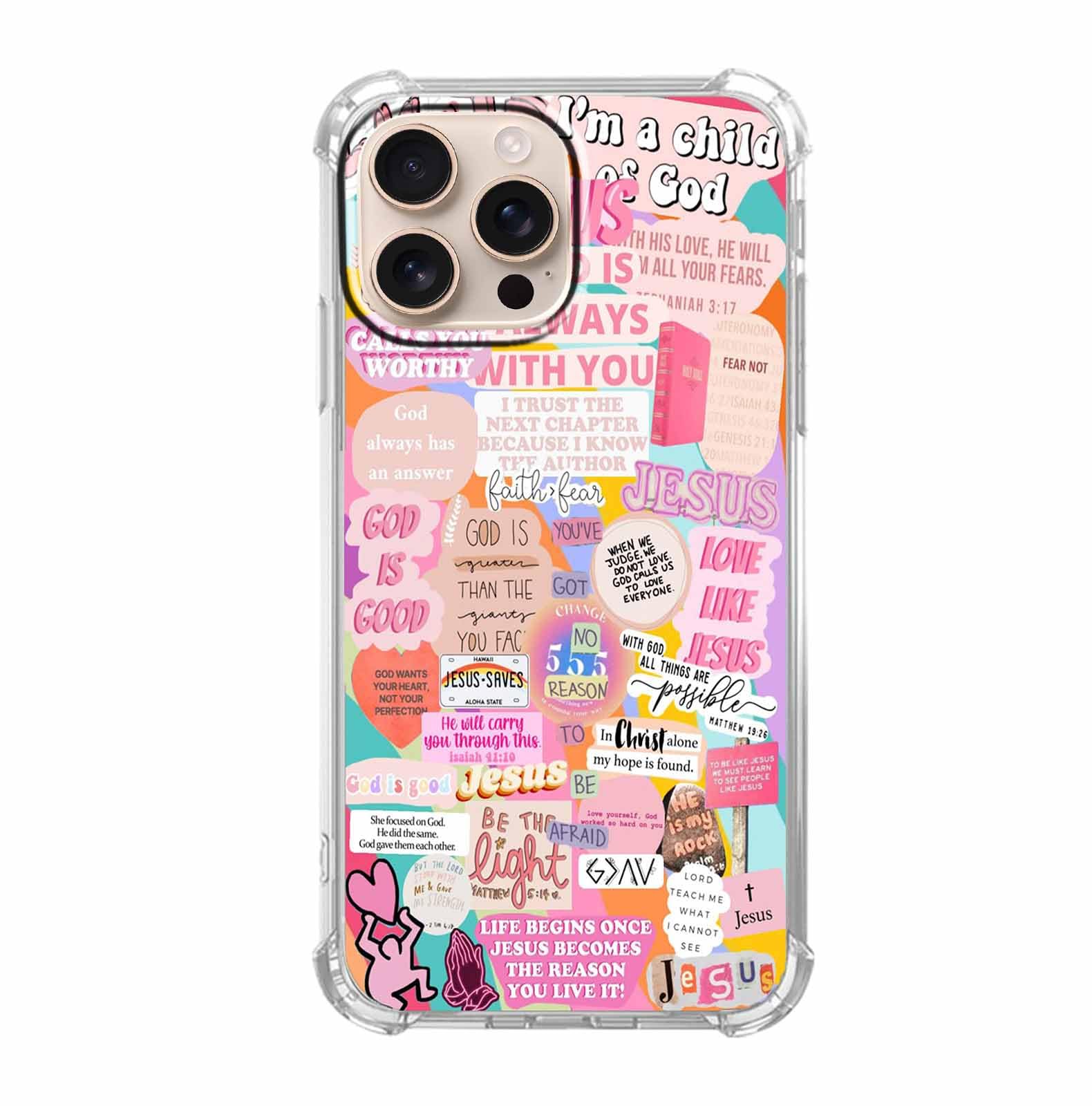 Case for iPhone 16 Pro Max with Christian Design,Jesus Bible Verse Christian Quotes Collage,Soft TPU Bumper Case for iPhone 16 Pro Max,#5