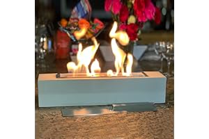 Table Top Firepit, Mavalzy Rectangle Indoor Tabletop Rubbing Alcohol Frie Pits for Outdoor Fireplace Concrete Bowl Pot Portable Fire with Extinguisher